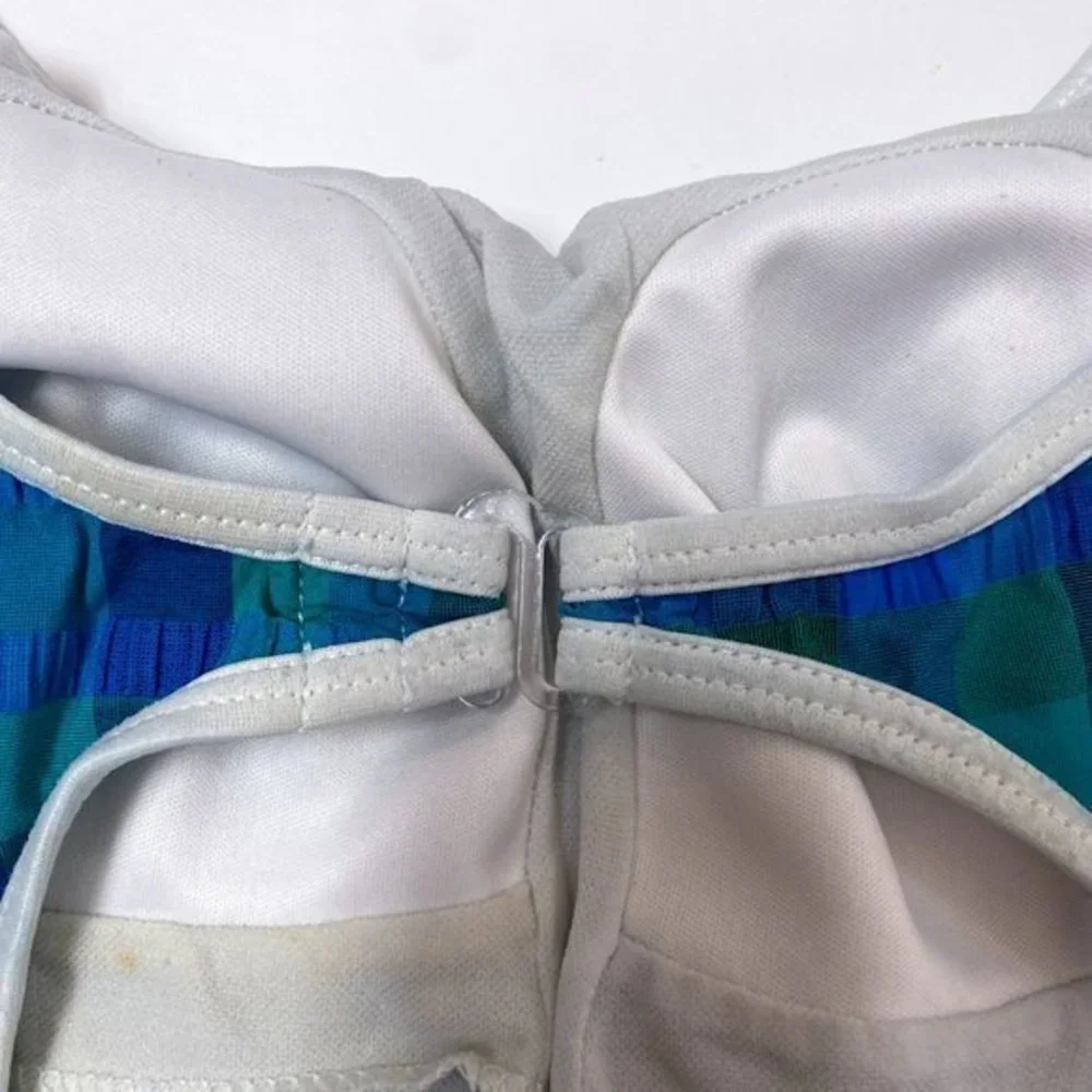 1980's Gold Coast One piece‎ Swim suit w/ blue amd green checks Sz 12